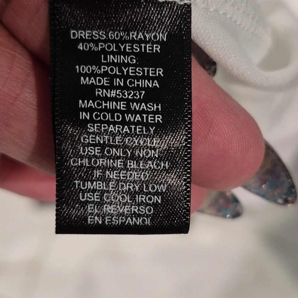 Mlle Gabrielle White Dress with Brown Buttons, A Lining & Front Pocket . - Picture 5 of 5